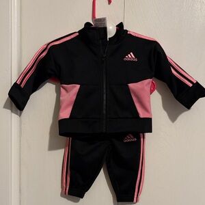 Adidas Infant Tracksuit in Black and Pink